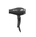 Parlux Alyon professional hair dryer in black, featuring dual heat settings, ionized airflow, and ergonomic design for salon-quality styling at home.