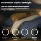 Philips 5000 Series humidifier with four-color ambient lighting: orange dawn, warm yellow sunset, light blue sky, and romantic gradient for cozy night atmosphere
