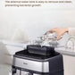 A user easily refilling the 1-liter external water tank of the Philips 5000 Series Airfryer, showcasing its convenient design for the steam cooking function.