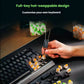 Person using a Razer keycap puller to replace switches on the Razer BlackWidow V4 75% keyboard, demonstrating full-key hot-swappable design for personalized tactile feedback and customization.
