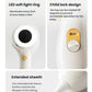 Detail view of SKULD wired baby hair dryer: built-in LED soft light ring, rotatable 90-degree child lock switch, and extended tail sheath that protects wiring harness from damage