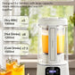 An infographic demonstrating the large 1.5L capacity of the SUPOR blender. It specifies its ability to make 1000ml of soy milk (5 cups), 1200ml of hot drinks (6 cups), and 1500ml of cold drinks (7.5 cups), making it an ideal family drink station.