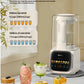 The SUPOR blender on a kitchen counter surrounded by various healthy drinks. The text highlights its large capacity for nutritious family breakfasts: 1200ml for hot drinks (6 cups) and 1500ml for cold drinks (7.5 cups).