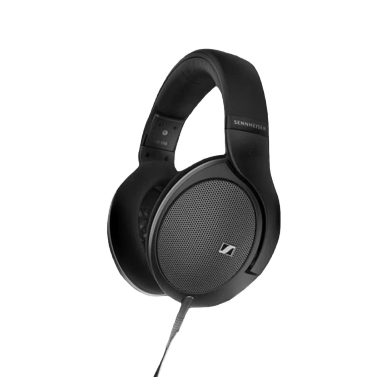 Front view of Sennheiser HD 550 black wired over-ear headphones with open-back design, premium build quality, and detachable cable — perfect for studio monitoring, music production, and home audio.