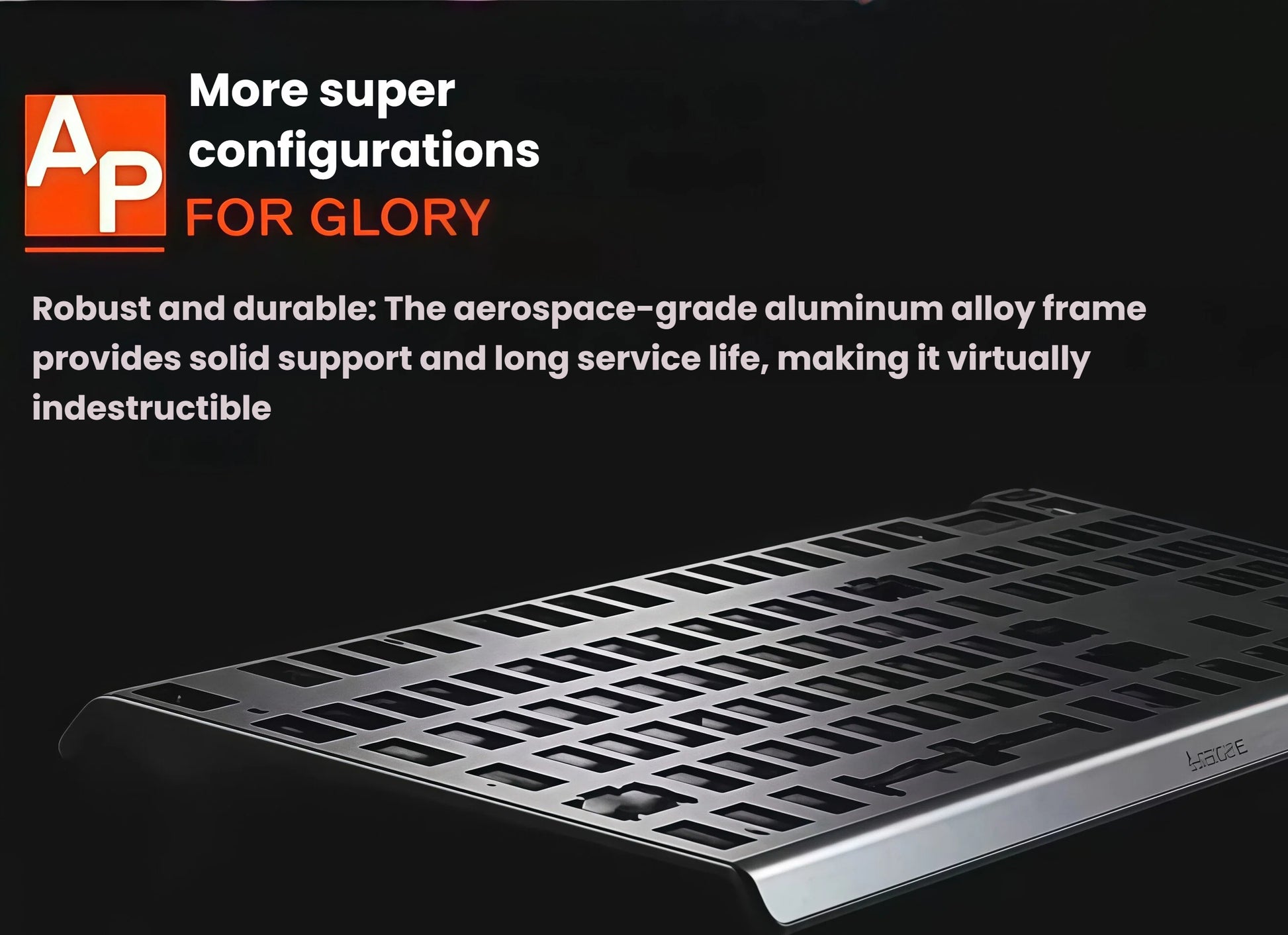 Close-up of the SteelSeries Apex Pro's robust aerospace-grade aluminum alloy frame, designed for extreme durability, solid structural support, and long-term use in intense gaming environments.