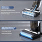 A close-up of the Tineco iFLOOR U5 Stretch showcasing its "living water cleaning system" that keeps the roller brush clean for a spotless floor finish and its self-cleaning function with centrifugal drying for health and wellness