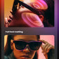 Dual-image card showing “No sound leakage” directional audio and “Full front matting” electrochromic lenses on VITURE Luma Ultra XR glasses.
