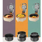 A demonstration of the Liren air fryer's versatile cooking configurations, showing the different basket and pan combinations used to cook chicken, a full basket of French fries, and egg tarts.