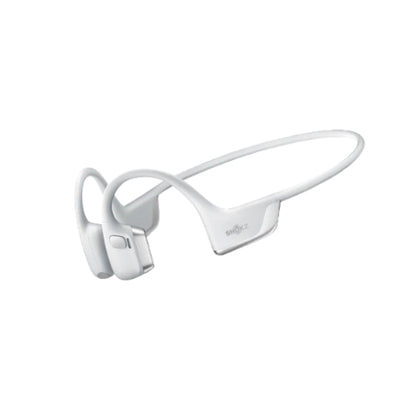White Shokz OpenRun Pro 2 bone conduction headphones with ergonomic fit and premium build quality