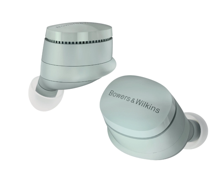 Bowers and Wilkins Pi6 active noise cancelling TWS earbuds hero shot with case