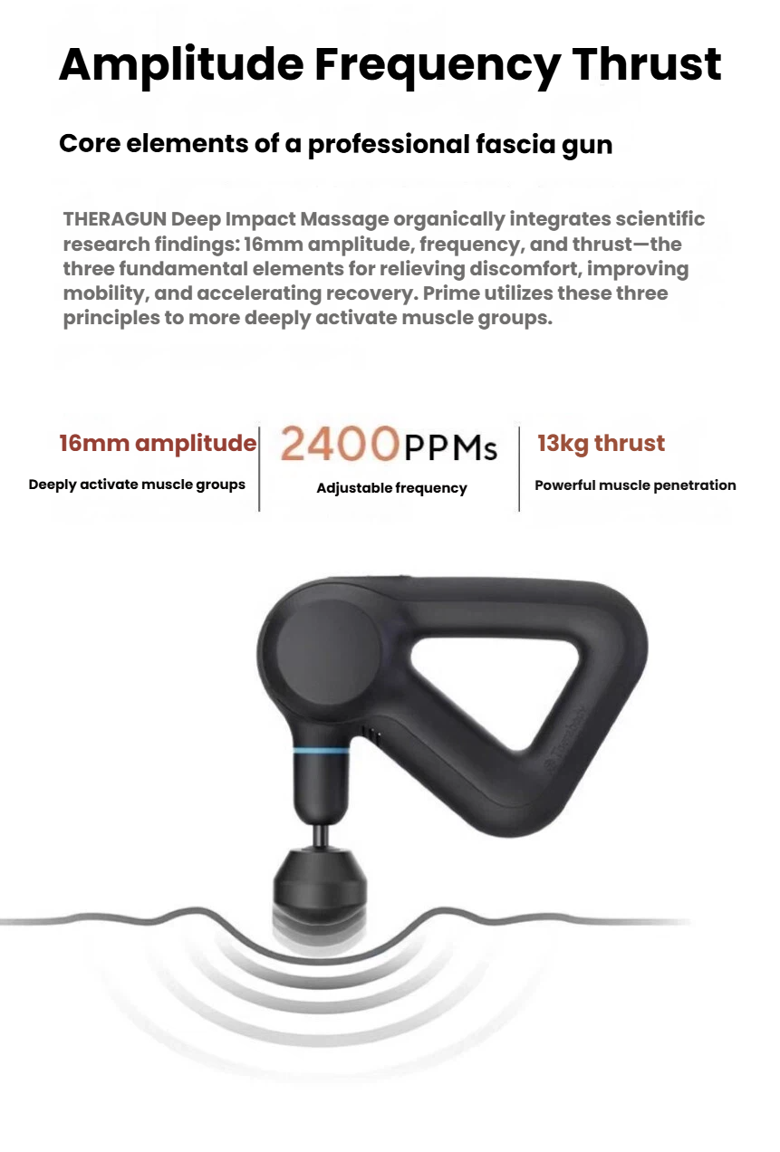 Therabody Theragun Prime four closed-cell foam attachment heads array