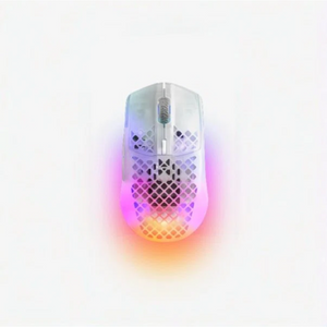 SteelSeries Aerox 3 Wireless top view showing holey design and right-handed shape