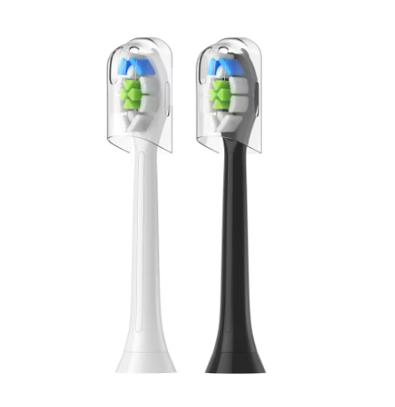One white and one black Philips Sonicare W2 HX6064 replacement brush head