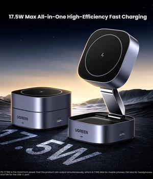 UGREEN Foldable Wireless Charger, Qi15W 2 in 1 Magsafe Fast Charging Stand – product image 2