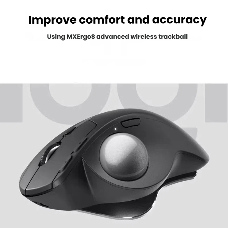 Logitech MX Ergo S underside showing adjustable tilt hinge mechanism