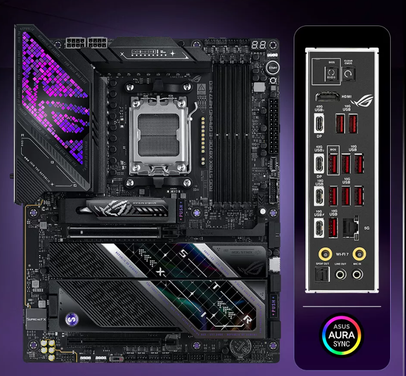 ASUS ROG STRIX X870E-E Gaming NEO AM5 Motherboard angle product image