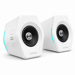 Hecate G2000 gaming speakers in white, front stereo pair