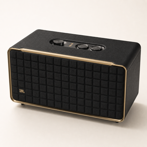 JBL Authentics 500 speaker front top angle showing Quadrex grille