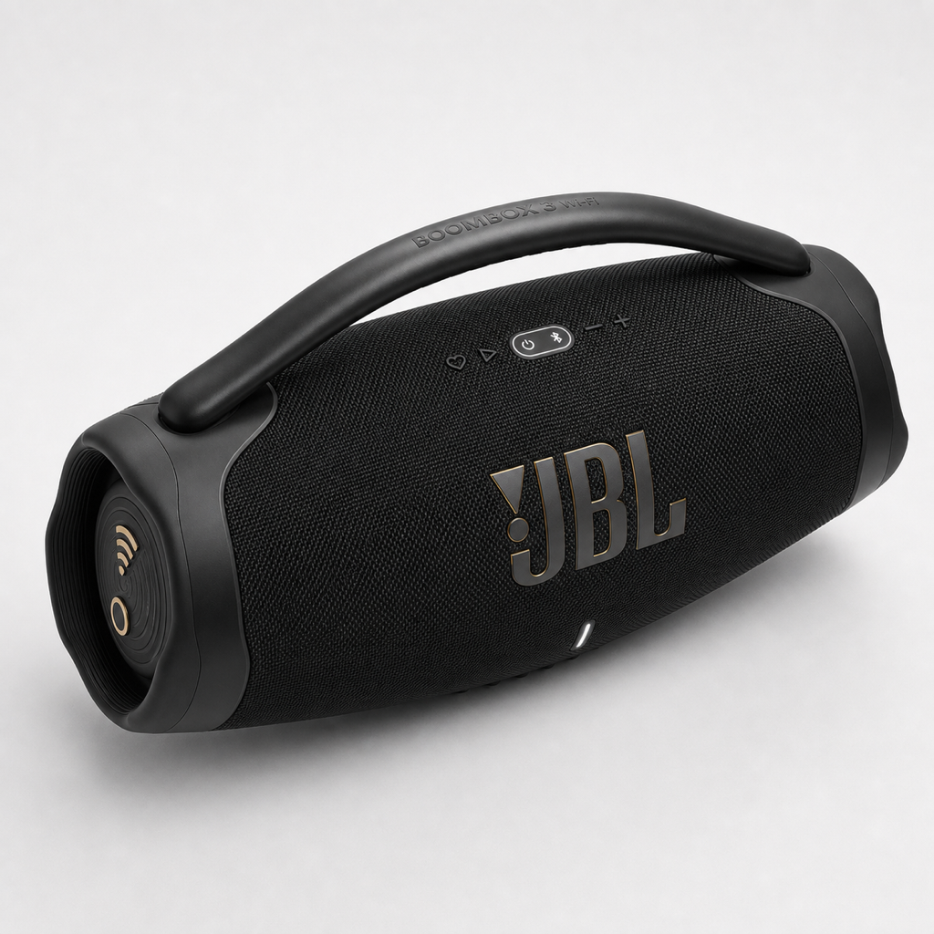 JBL Boombox 3 Wi-Fi speaker top handle and control buttons