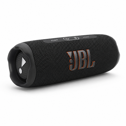 JBL Flip 7 black portable Bluetooth speaker front angle