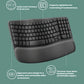  Infographic detailing the key features of the Logitech Wave Keys, including 36-month battery life, dual-mode connectivity (Bluetooth and Logi Bolt), and multi-device switching.