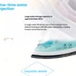 Infographic highlighting the convenient, large 210ml water storage capacity of the Panasonic steam iron, allowing for longer ironing sessions without refilling.