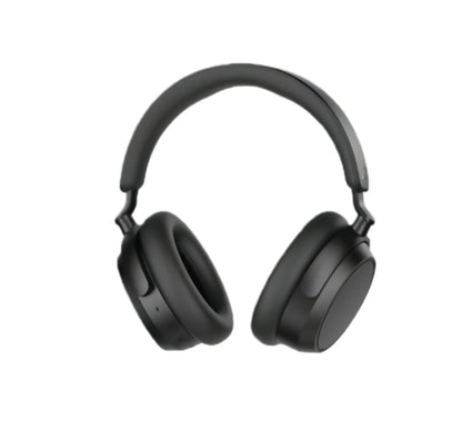 A clear, front-facing studio product shot of the Sennheiser Accentum Plus Adaptive NC Wireless Over-Ear Headphones in the Black color.