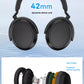  A technical illustration and exploded view of the Sennheiser Momentum 4's high-fidelity 42mm dynamic driver unit, which is engineered to deliver superior sound quality